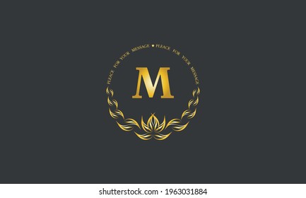 Emblem of an elegant refined monogram for heraldry of hotel, restaurant, business, presentation and much more. Vector logo illustration with letter M.