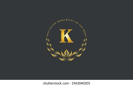 Emblem of an elegant refined monogram for heraldry of hotel, restaurant, business, presentation and much more. Vector logo illustration with letter K.
