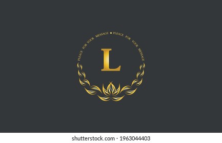 Emblem of an elegant refined monogram for heraldry of hotel, restaurant, business, presentation and much more. Vector logo illustration with letter L.