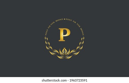 Emblem of an elegant refined monogram for heraldry of hotel, restaurant, business, presentation and much more. Vector logo illustration with letter P.