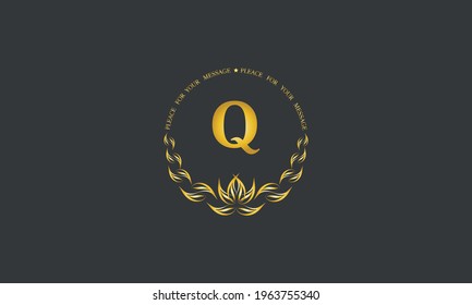 Emblem of an elegant refined monogram for heraldry of hotel, restaurant, business, presentation and much more. Vector logo illustration with letter Q.