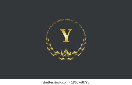 Emblem of an elegant refined monogram for heraldry of hotel, restaurant, business, presentation and much more. Vector logo illustration with letter Y.
