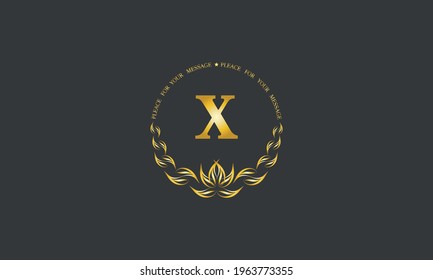 Emblem of an elegant refined monogram for heraldry of hotel, restaurant, business, presentation and much more. Vector logo illustration with letter X.