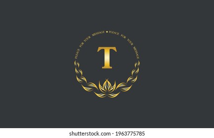 Emblem of an elegant refined monogram for heraldry of hotel, restaurant, business, presentation and much more. Vector logo illustration with letter T.
