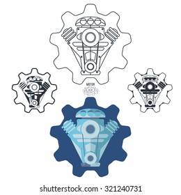 emblem engine, vector illustration