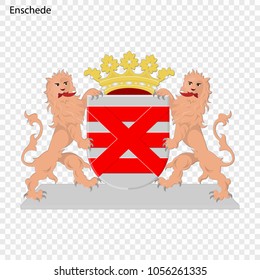 Emblem of Enschede. City of Netherlands. Vector illustration