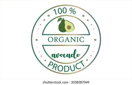 The emblem of an environmentally friendly product is avocado. Vegetarian food, fresh product logo.