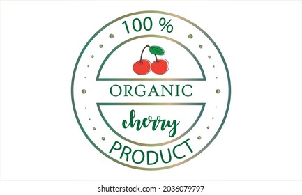 The emblem of an environmentally friendly product is a cherry. Vegetarian food, fresh product logo.