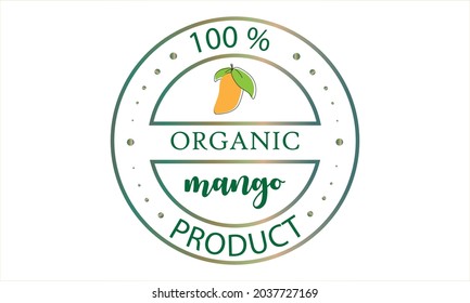 The emblem of an environmentally friendly product is mango. Vegetarian food, fresh product logo.