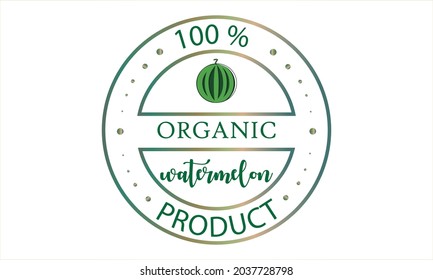 The emblem of an environmentally friendly product is watermelon. Vegetarian food, fresh product logo.