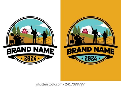 emblem farmers party music illustration vector logo design