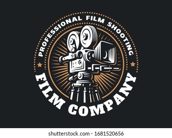 Emblem film camera, vector illustration