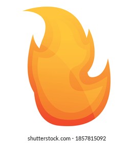 Icono de la llama del fuego del blema. Caricatura del icono del vector de la llama del fuego del emblema para el diseño web aislado en fondo blanco