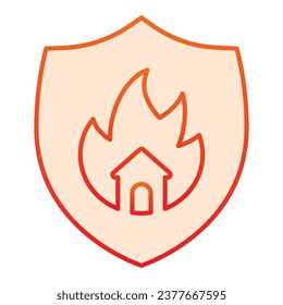 Emblem des Farbverlauf-Symbols für Brandschutz. Symbol des Hauses in der Brandschutzschild Umriss-Stil Piktogramm auf weißem Hintergrund. Branding-Sicherheitslogo für mobiles Konzept und Webdesign. Vektorgrafik