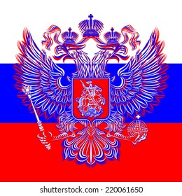 Emblem and flag of the Russian tricolor 