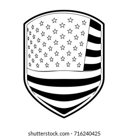 emblem of flag united states of america in monochrome silhouette vector illustration