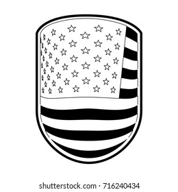 emblem with flag united states of america in monochrome silhouette vector illustration