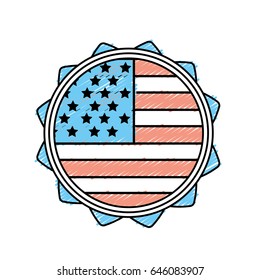 emblem with flag of usa inside