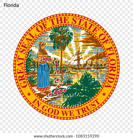 Emblem of Florida, state of USA. Vector illustration