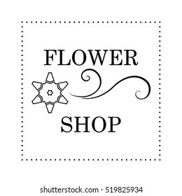 Emblem for flower shop. Vector floral logo. Emblem design, blossom card, shopping sign, celebration wedding card. Floral line silhouette. Florist logo. Flower. Vintage background