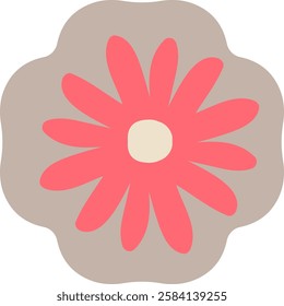 Emblem With Folk Style Flower Vector Illustration