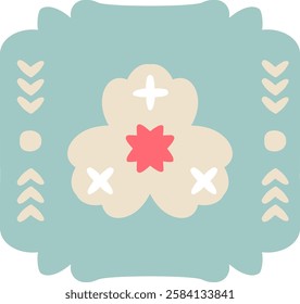 Emblem With Folk Style Ornament Vector Illustration