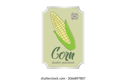 Emblem, food label corn. Bioproduct packaging. Natural product.