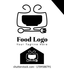 Emblem Food Logo Template For Company and Restaurant with monochrome style