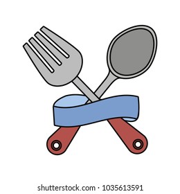 emblem with fork and spoon icon