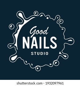 Emblema en forma de mancha, mancha para barra de uñas y salón de belleza, estudio de uñas o logotipo de servicios manicuristas