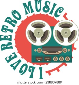 emblem  form inside retro tape recorder with bobbins and Lethe