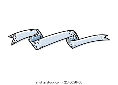 Emblem in the form of a ribbon. Hand-drawn doodle sketch element. A twisting ribbon. Design for text or as an additional element. Simple vector illustration.