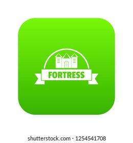 Emblem fortress icon green vector isolated on white background