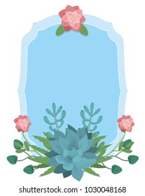 Emblem frame with desert plants