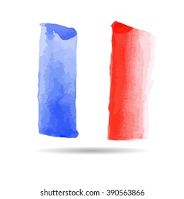 Emblem Of The French Flag. Water Color. Vector Illustration