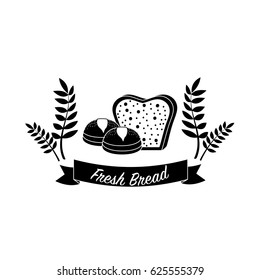 emblem fresh bread bakery with ribbon