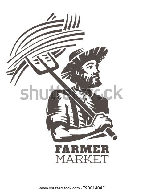 Emblem Fresh Local Produce Farmer Pitchforks Stock Vector (Royalty Free ...