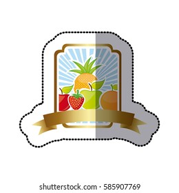 emblem fruits icon stock, vector illustration design