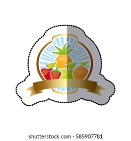 emblem fruits icon stock, vector illustration design