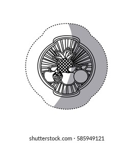 emblem fruits icon stock, vector illustration design