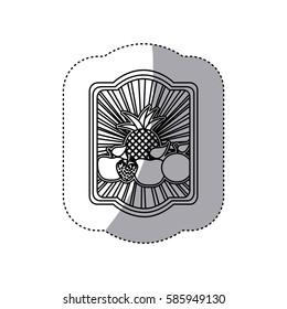 emblem fruits icon stock, vector illustration design