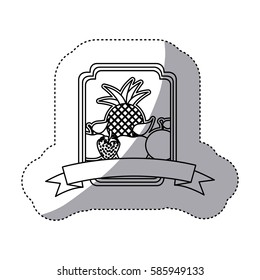 emblem fruits icon stock, vector illustration design