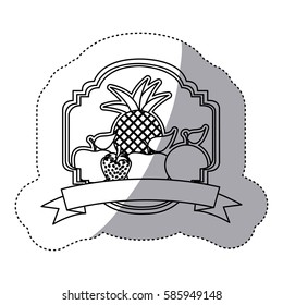 emblem fruits icon stock, vector illustration design