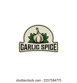 Emblem of garlic spice logo vector design template, Garlic isolated logo vector design template