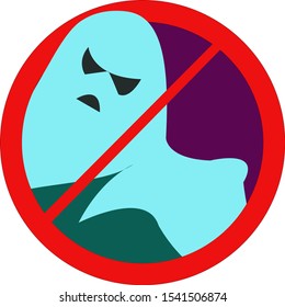 An Emblem With A Ghost In A Red Cirlce Vector Illustration Isolated