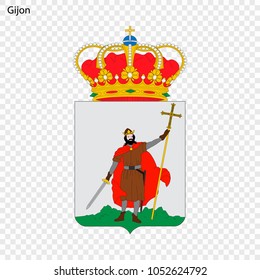 Emblem of Gijon. City of Spain. Vector illustration