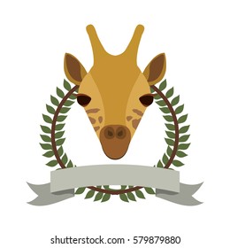 emblem giraffe hunter city icon, vector illustration