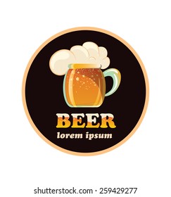 Emblem with a glass of beer, which can be used for outdoor advertising of bars, pubs, cafes, business cards.Mug of beer.Foaming beer.