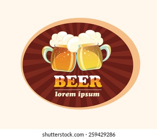 Emblem with a glasses of beer, which can be used for outdoor advertising of bars, pubs, cafes, business cards.Mug of beer