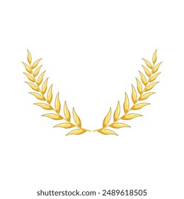 emblem gold laurel cartoon. symbol leaf, en certificate, prize circle emblem gold laurel sign. isolated symbol vector illustration